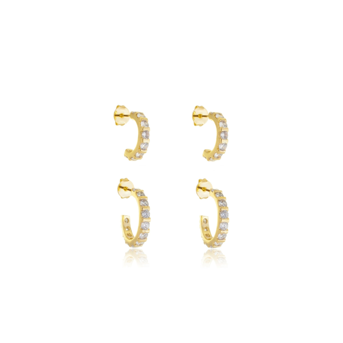 Brinco Argola Duo com Pedras Banhado A Ouro 18K