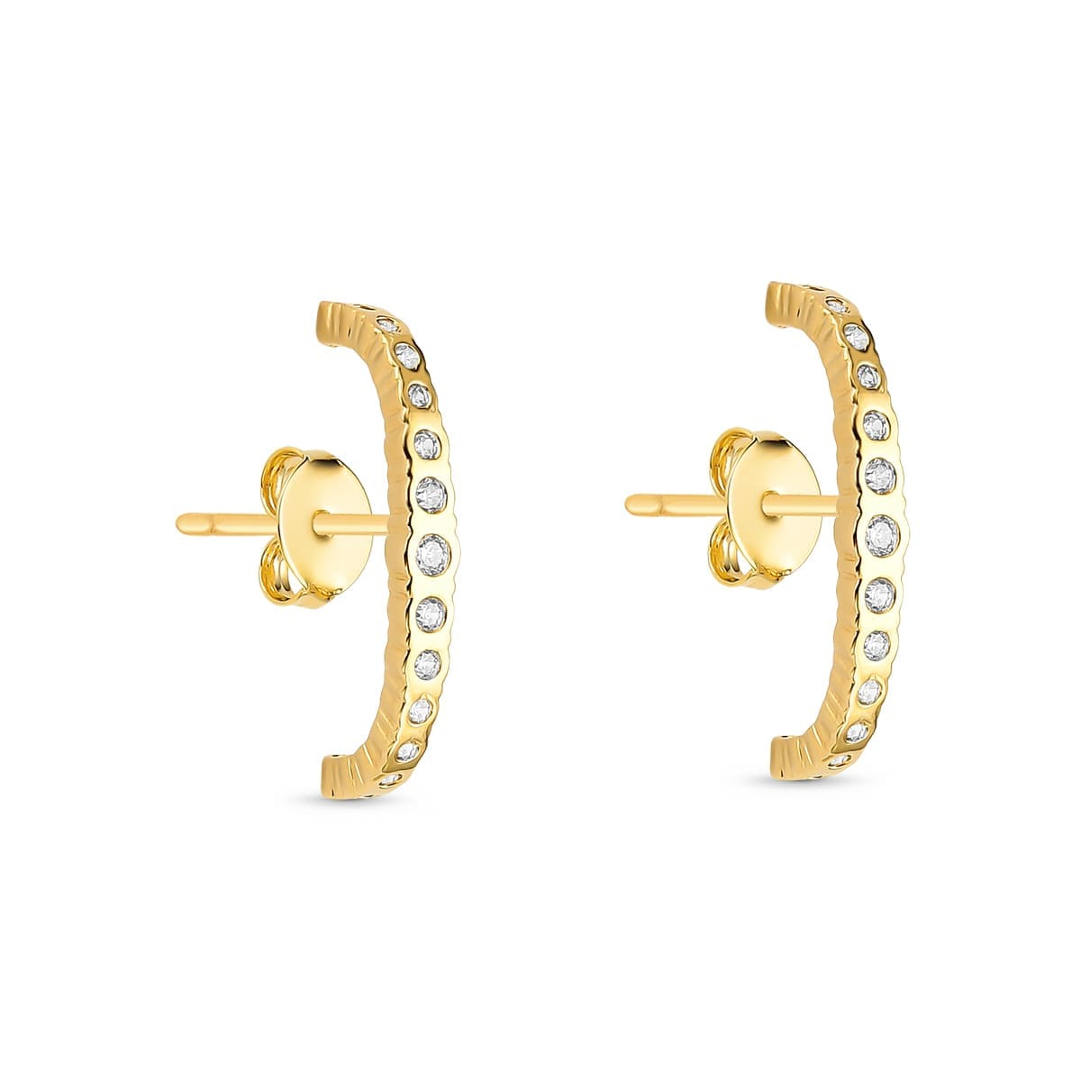 Brinco Ear Hook com Zircônias Cristais Banhado a Ouro 18k - Mafê Acessórios